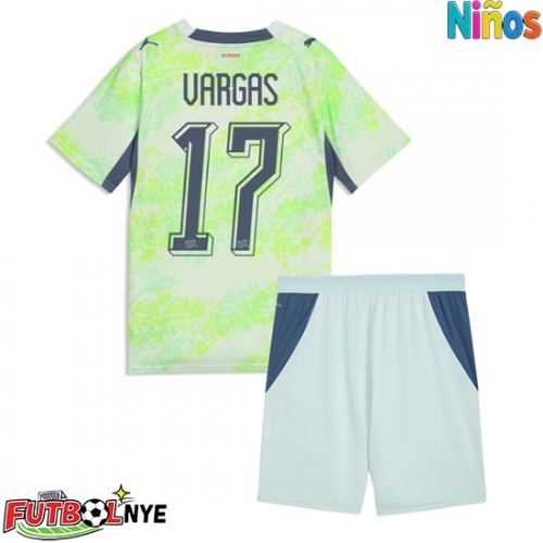 Camiseta Suiza Ruben Vargas #17 Visitante Equipación para niños Mundial 2026 manga corta (+ pantalones cortos)
